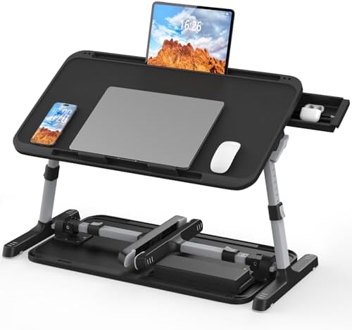 HETTHI Bed Laptop Table Adjustable Foldable Laptop Stand 22.04×12.2in Black