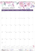 Blueline® 2027 Colorful Monthly Wall Calendar, 12 Months, January to December, Gold Twin-Wire Binding, 12" x 17", Passion (C173126)