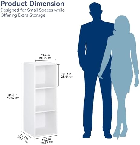 Whitmor 3 Cube Bookcase Stackable MDF Storage Organizer 11 Inch