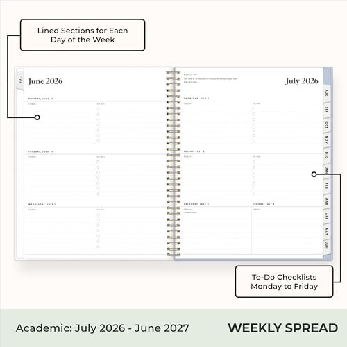 Blue Sky 2026-2027 Weekly & Monthly Academic Planner, 8.5"x11", Stratford
