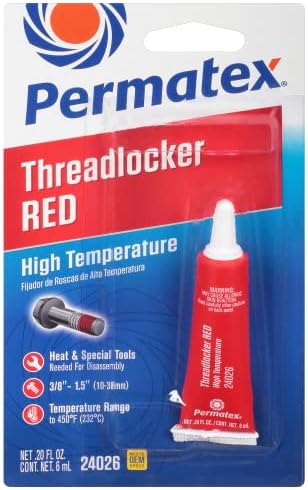 Permatex 24026 High Temperature Threadlocker Red, 6 ml