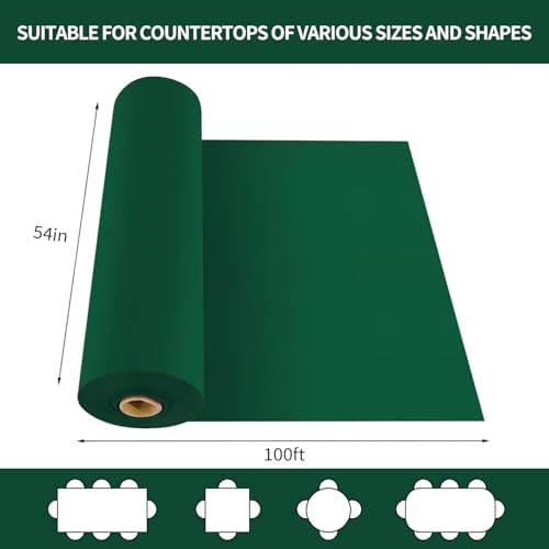 CXPSINC 54 Inch X 100 Feet Plastic Table Cover Roll Disposable Tablecloth with Slide Cutter for All Type/Shape Tables | Party, Banquet, Birthdays, Weddings(Green, 100 Feet)