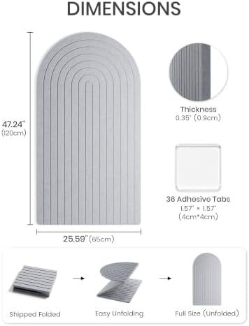 Large Arched Felt Bulletin Board 47.2''×25.5'', Soft Gray