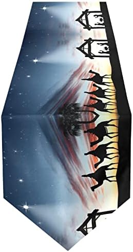 ALAZA Double-Sided Traditional Christmas Nativity Scene Table Runner 14x108 Inches Long,Table Cloth Runner for Wedding Birthday Party Kitchen Dining Home Everyday Decor