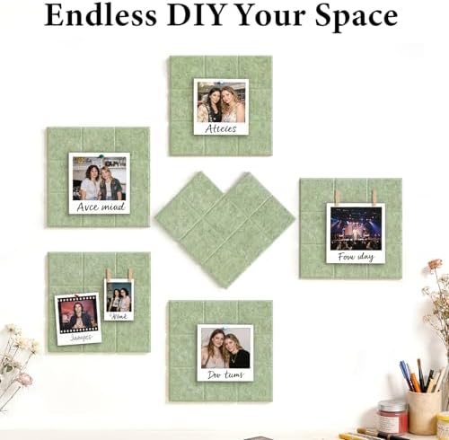 Large Felt Bulletin Board for Walls: 6-Pack Black Cork Board Alternative 11.8x11.8 Inch Peel and Stick Pin Board Wall Decor for Home Organization, Office Memo Board, Self-Adhesive Wall Tiles