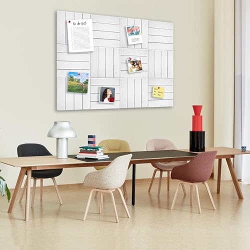12 Packs White Felt Pin Board, Large 12" Bulletin Board with 30 Push Pins, Felt Board Slat Wall Paneling for Office Home Kitchen, Self-Adhesive Corkboard Tiles for Classroom Message Photos Memos