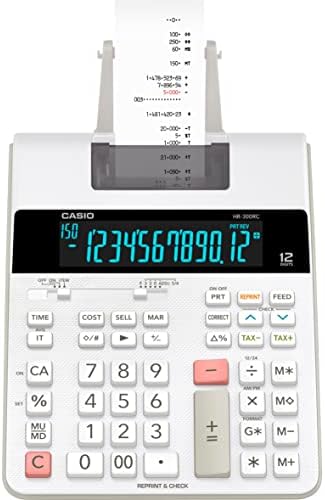 Casio HR-300RC Printing Calculator with Backlit LCD Display,White,Mini-Desktop & HR-170RC Plus, Min-Desktop Printing Calculator (New Version of The HR-100TM)