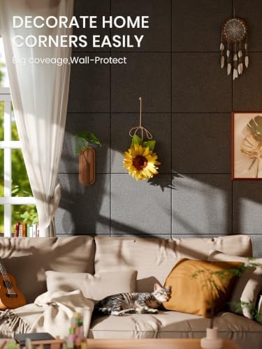 Bumusty 48"x 36" Large Felt Bulletin Board Tiles, Charcoal Gray