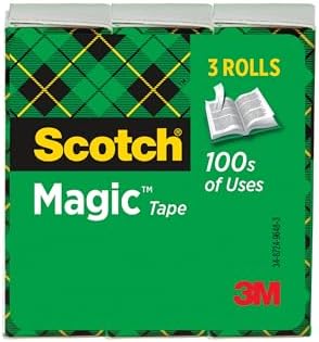 Scotch Magic Tape, Invisible, Home Office Supplies and Back to School Supplies for College and Classrooms, 3 Rolls, Clear (Pack of 5)