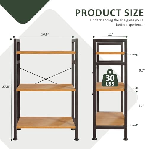 3 Tier Bookshelf, Free Standing Bookcase with Open Storage Shelves