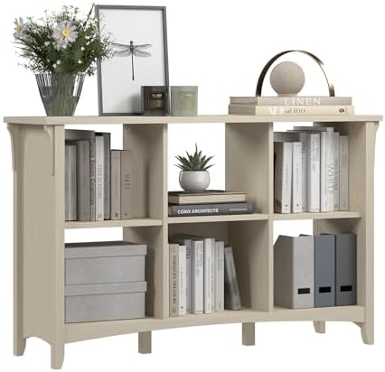 Bush Home Salinas 6 Cube Organizer in Antique White, Office Storage Solution, Home Organizer with Open Shelving, Compact Unit for Books and Supplies