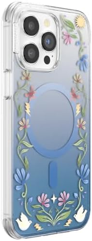 PopSockets iPhone 14 Pro Max Phone Case with MagSafe, Wireless Charging Compatible, Disney - Boho Wildflowers Blue