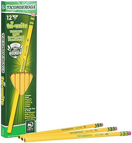 Ticonderoga Tri-Write Triangular Pencils, Wood-Cased #2 HB Soft, Yellow (13856) (Pack of 6, 72 Count Total)