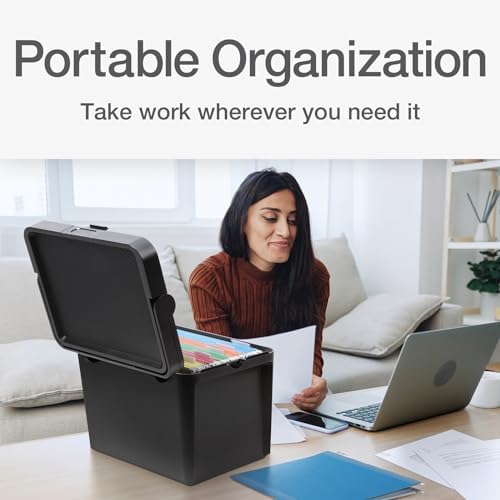 Pendaflex Portable File Box, Letter Size, 14.25" x 9.25" x 11", Black