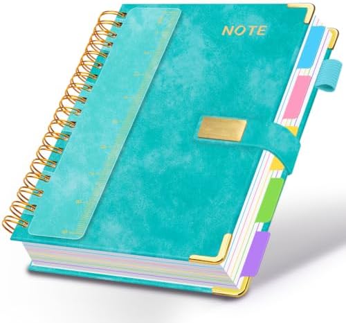5 Subject Spiral Notebook with Pocket Dividers, 8''x10'' 300 Pages Notebook