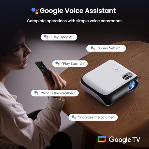 Official Licensed Google TV - HAPPRUN 4K Supported Outdoor Smart Projector