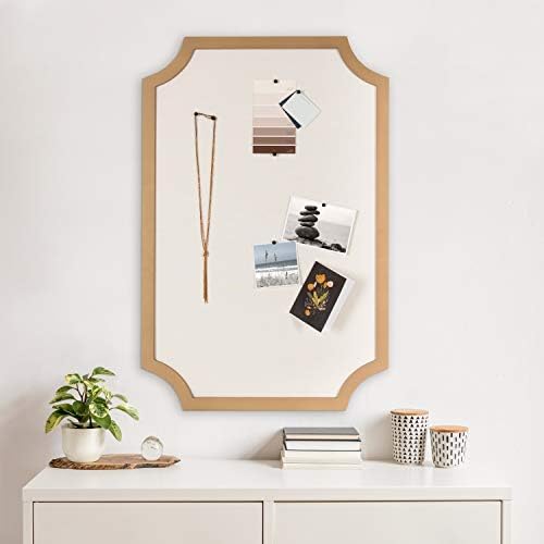 Kate and Laurel Holbrook Modern Scalloped Fabric Pinboard, 24 x 36, Gold, Decorative Bulletin Board for Wall