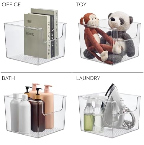 iDesign Open-Front Storage Bin, Set of 2, Clear