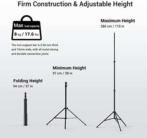 SMALLRIG Photography Light Stand 110"/9.2ft, Air-Cushioned Aluminum Tripod