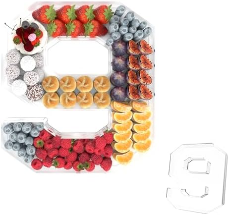 13.8" Acrylic Number Charcuterie Tray, Fillable Charcuterie Box (Number 9)