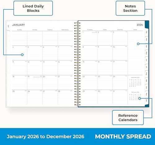 Blue Sky 2026 Weekly & Monthly Planner Calendar, 8.5"x11", Bakah Blue