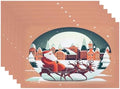 Batmerry Christmas Santa Claus Linen Placemats Set of 6, Reindeer Winter Cityscape Orange Washable Table Mats for Kitchen Table Thickened Heat Insulation Dining Set Indoor Outdoor 12X18 in