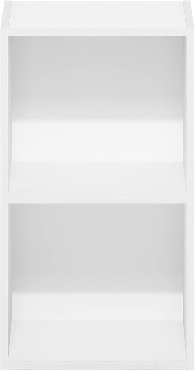 Furinno PASIR Book Shelf, 2-Tier Modern Bookshelf, Open Shelves Bookcase 9 x 12 x 21, Easy Assembly, for Living Room, Bedroom, Home Office, White