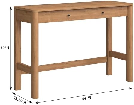 Walker Edison Penelope Modern Writing Desk with Drawer Storage, 44 Inch, English Oak