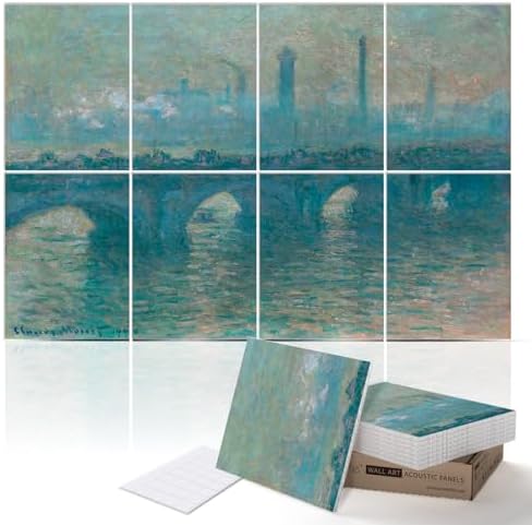 PINWELIFE® Masterpiece Acoustic Art Panels, 8-Pack 12"×16" Sound Absorbing Panels, Decorative Acoustic Wall Art, Noise and Echo Cancelling for Home Studio/Office, Nano Tape Included