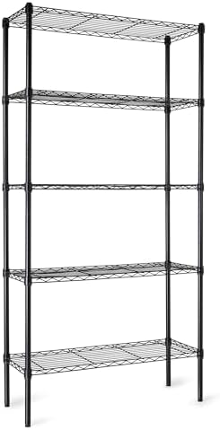 Amazon Basics 5-Shelf Adjustable Heavy Duty Steel Wire Storage Shelves for Garage, Kitchen, Easy Assembly, 36" x 14" x 72", Black