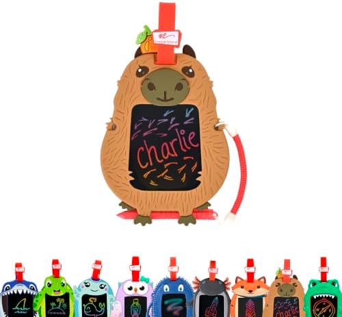 Boogie Board Sketch Pals Capybara 4” LCD Writing Tablet for Kids – Reusable Mess-Free Drawing Pad with Tethered Stylus – Clip-On Travel Doodle Board Toy – Ages 3+