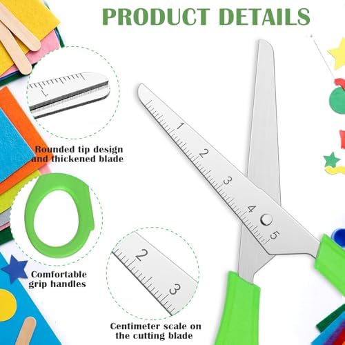 Honoson 150 Pack Student Scissors Bulk with Ruler Blade,Green