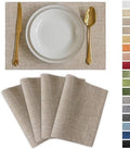 Demetex Burlap Placemats Set of 4 Heat Resistant Decorative Cloth Place Mats Wipeable Lined Linen Table Plate Mats for Party Dinner Gathering, Burlap