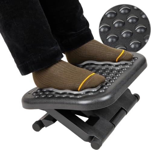 Mind Reader Foot Rest, Under Desk at Work, Ergonomic, Height Adjustable, Office, Plastic, 17" L x 13" W x 6.25" H, Black (Pack of 5)