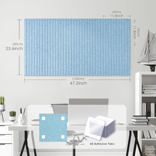 Large Felt Bulletin Board 48" x 24", Light Blue