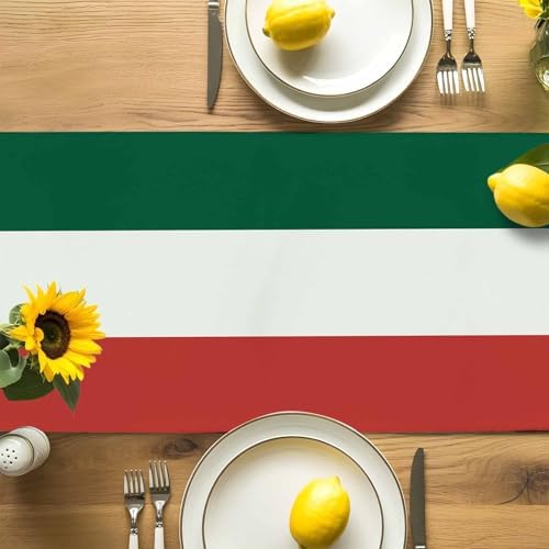 Mexico Flag Table Runner Dresser Scarf 13 x 72 Inch Green Red Color Cactus Hat Striped Modern Table Runners Non-Slip Heat Resistant Kitchen Dining Table Decor for Home Holidays Indoor Outdoor