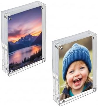 Azar Displays 104433-2PK Acrylic Photo Frame Magnetic 4x6, 2-Pack