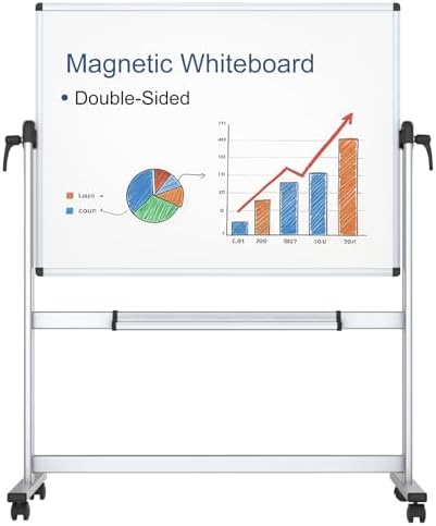 VIZ-PRO Double-Sided Magnetic Mobile Whiteboard, 48" x 36"