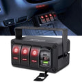 Nilight 3 Gang Rocker Switch Box 12V SPST ON Off Toggle Switches PD Type C and QC 3.0 USB Charger Voltmeter LED Light Waterproof Aluminum Mount Bracket Panel DIY Stickers for Boat Car RV Truck