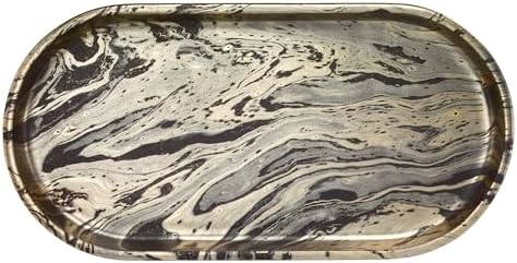 Nicole Miller - Vanity Tray, Resin Multipurpose Organizer, Resin Bathroom Accessories, Ideal for Kitchen & Bathroom, Dorm Room Essentials (Harper Collection, Black/Gold)