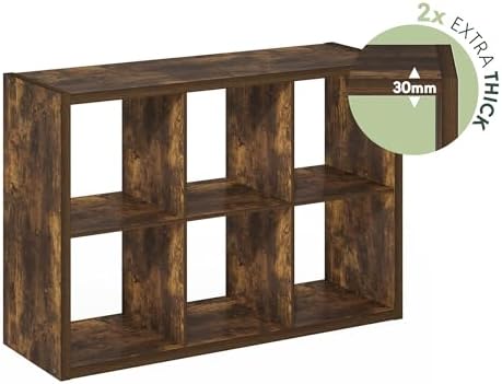 Furinno Cubicle Book Shelf Set of 2, 6-Cube Bookshelf, Amber Pine