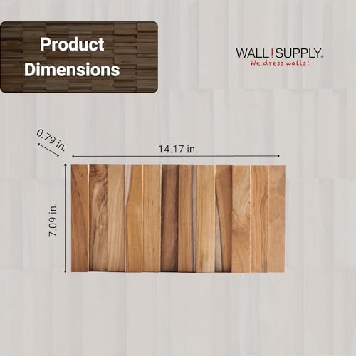 Wall!Supply 3D Wall Panels – Reclaimed Vertical Asian Teak Wood – Home Decor Wallpaper Alternative for Living Room, Bedroom & Office – Easy DIY Installation – 16 Pack, Covers 11.15 Sq Ft