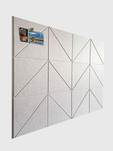 12-Pack Ivory Felt Wall Tiles(11.8“x11.8”Each), 47"x35" Aesthetic Bulletin Pin Board, Large Cork Board Alternative for Office, Classroom & Wall Décor