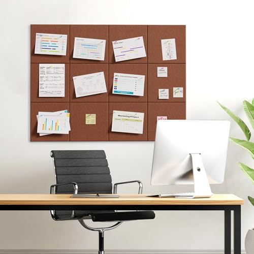 MaxGear Felt Bulletin Board 36" x 24", Chocolate Brown Felt Wall Tiles