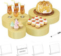 Round Metal Buffet Risers,4PCS Food Risers for Buffet Table 6in to 12in with Mini Acrylic Signs for Catering Dessert Collectibles Jewelry Figures Show Gold Cube Boxes Nesting Risers with Hollow Bottoms