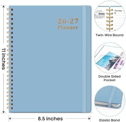 Taja Planner 2026-2027, 8.5" x 11" Calendar Planner, Jul 2026-Jun 2027 | Letter Hardcover Weekly & Monthly Academic Year Planner, Large Planning Agenda With Tabs, School & Office Supplies, Baby Blue