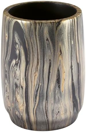 Nicole Miller - Tumbler, Resin Countertop Accessories, Ideal for Home & Bathroom, Dorm Room Essentials (Harper Collection, Black/Gold)