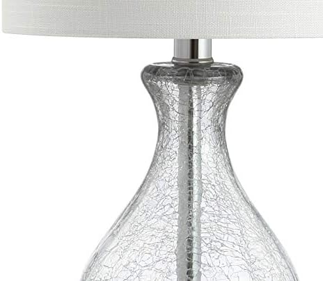 JONATHAN Y Playa Table Lamp 21" Crackled Glass and Metal, Chrome
