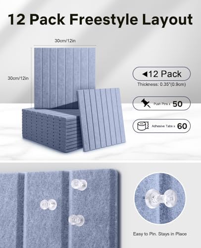 48" x 36" Large Cork Bulletin Board Tiles, Peel and Stick Felt Wall Panels for Vision, Message Center, Picture and Prayer Board for Office, Dorm, Room and Desk Decor(Soft Periwinkle)