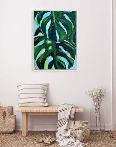Kate and Laurel Sylvie Blank Framed Canvas Wall Art, 28x38 White Beaded, Vintage Modern Empty Canvas for Paint-Your-Own Art, Ready to Paint Premium Canvas Already Framed